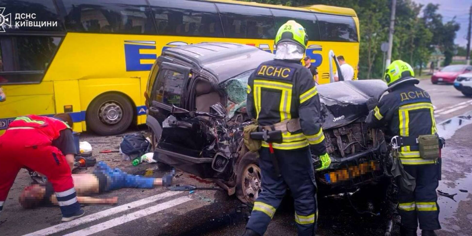 Bus and car crash in Boryspil leaves one person dead