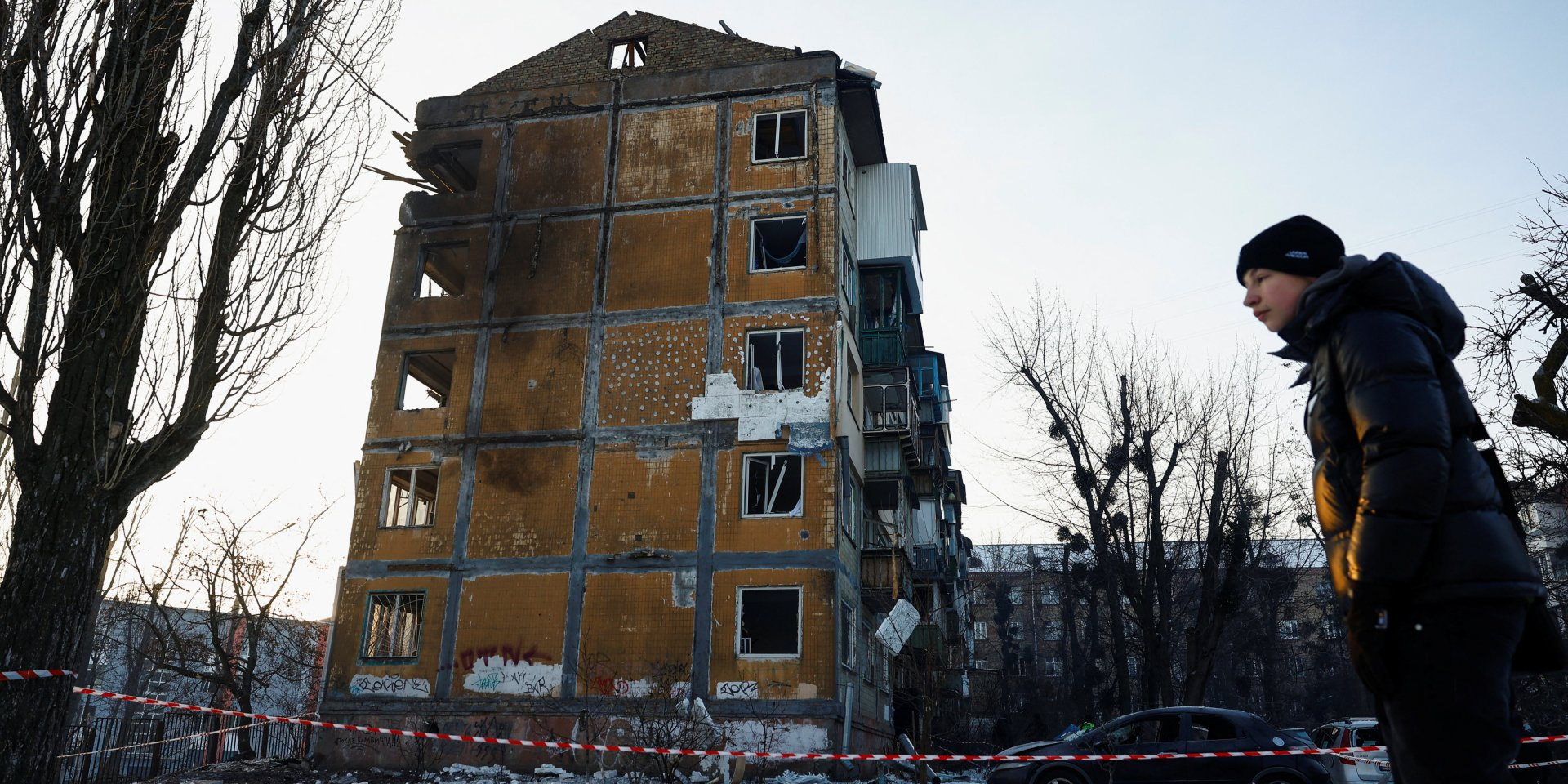 Damaged residential building in Kyiv after the Russian attack, Feb. 3, 2026 (Photo: REUTERS/Valentyn Ogirenko)