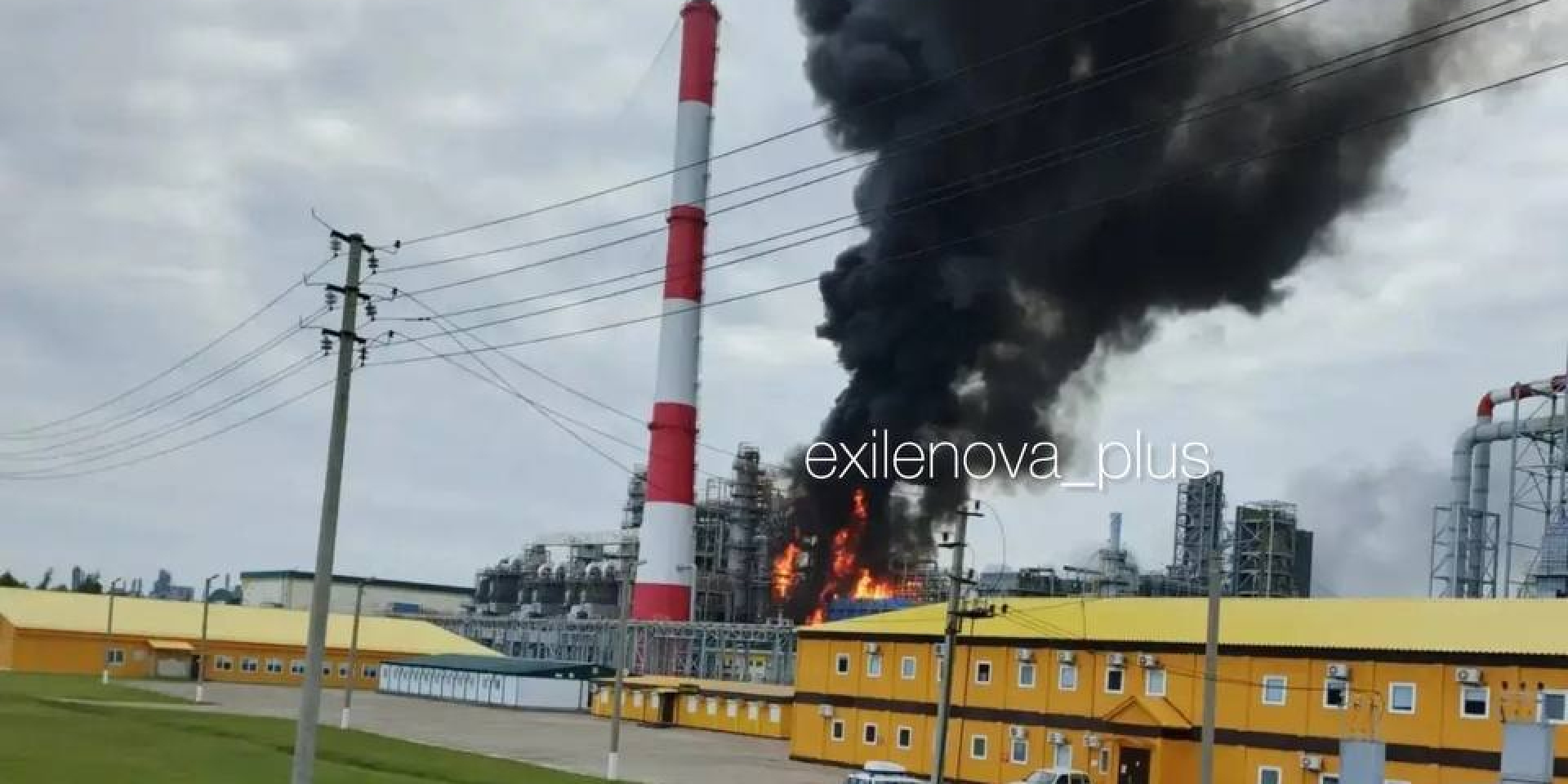 Fire at a factory in Nizhny Kamsk, Tatarstan, Russia, June 12, 2026 (Photo: Exilenova+ / Telegram)