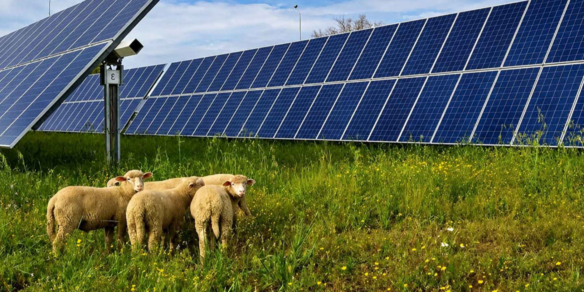 Вівці пасуться під сонячними батареями (Фото: ecoticias)