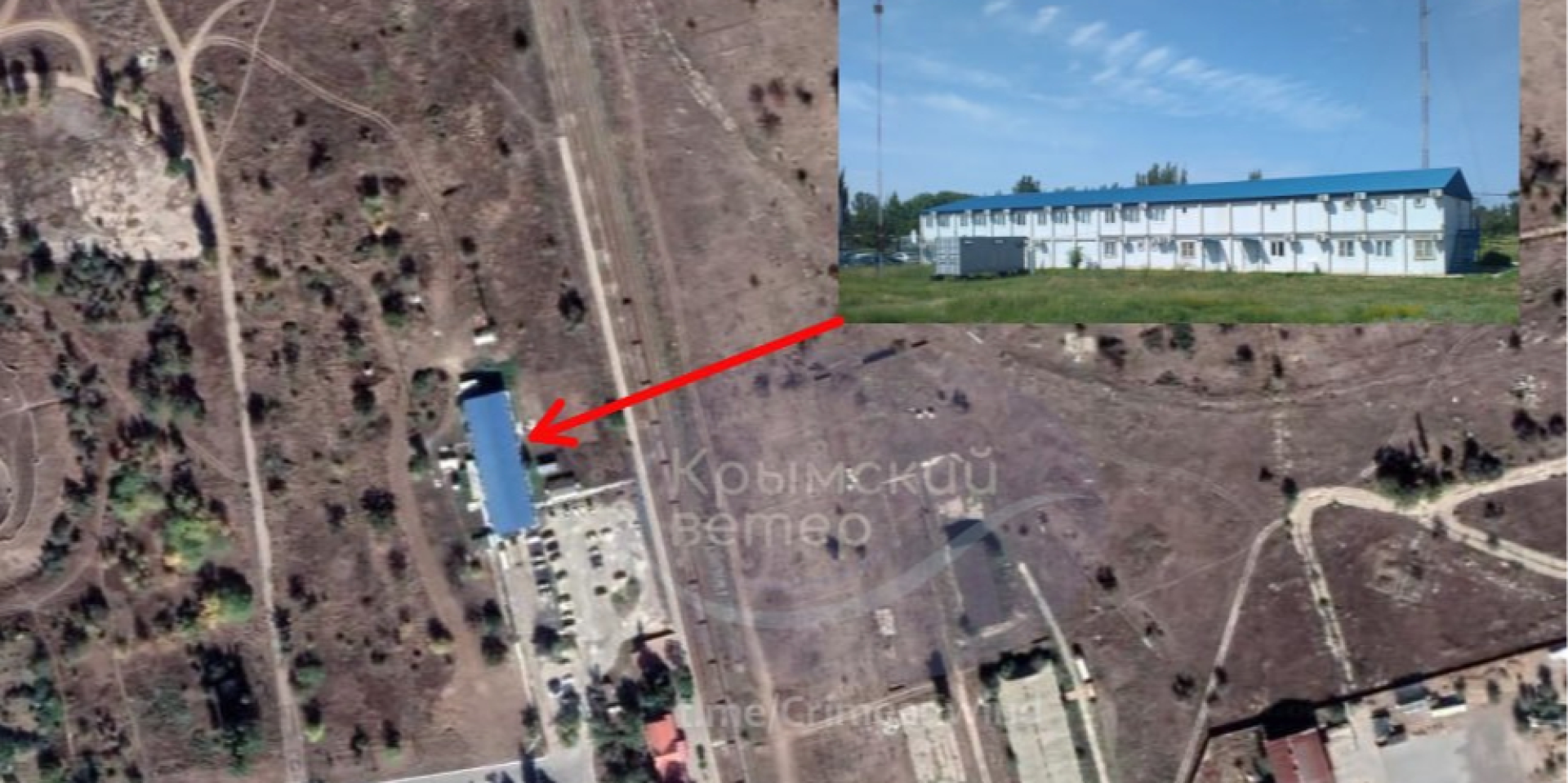 У Криму виникла пожежа у будівлі прикордонної служби ФСБ РФ в Армянську, 22 червня 2026 року (Фото: Кримський вітер / Telegram)