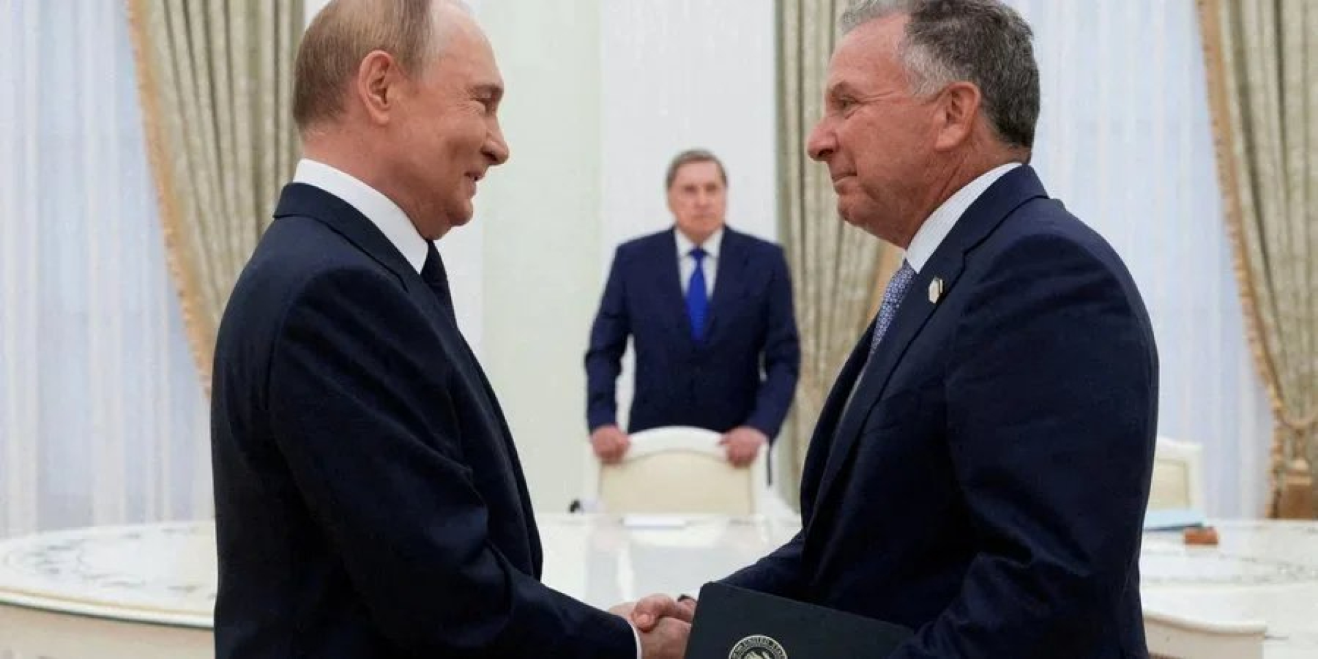 Russian dictator Vladimir Putin and Trump envoy Steve Witkoff during a meeting in Moscow, Aug. 6, 2025. (Photo: Sputnik/Gavriil Grigorov/Pool via REUTERS)