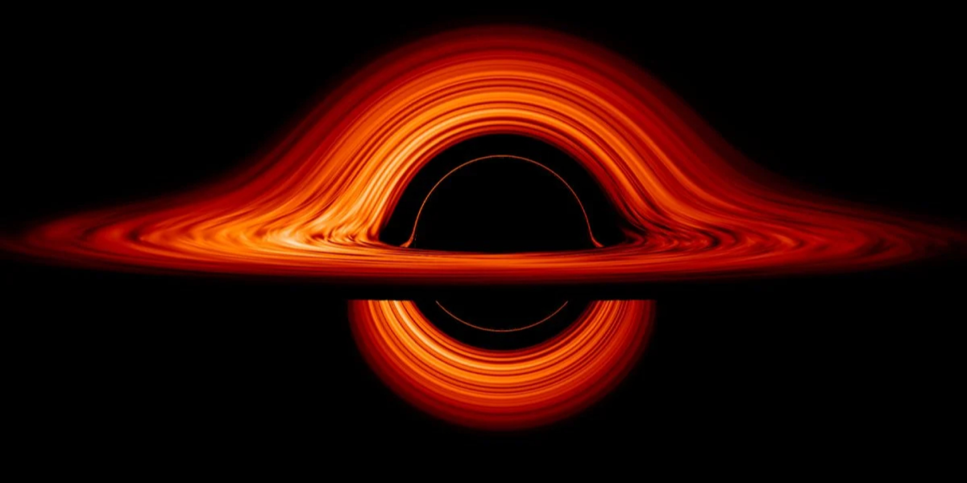 Визуализация чёрной дыры, созданная NASA (Фото: NASA’s Goddard Space Flight Center/Jeremy Schnittman)
