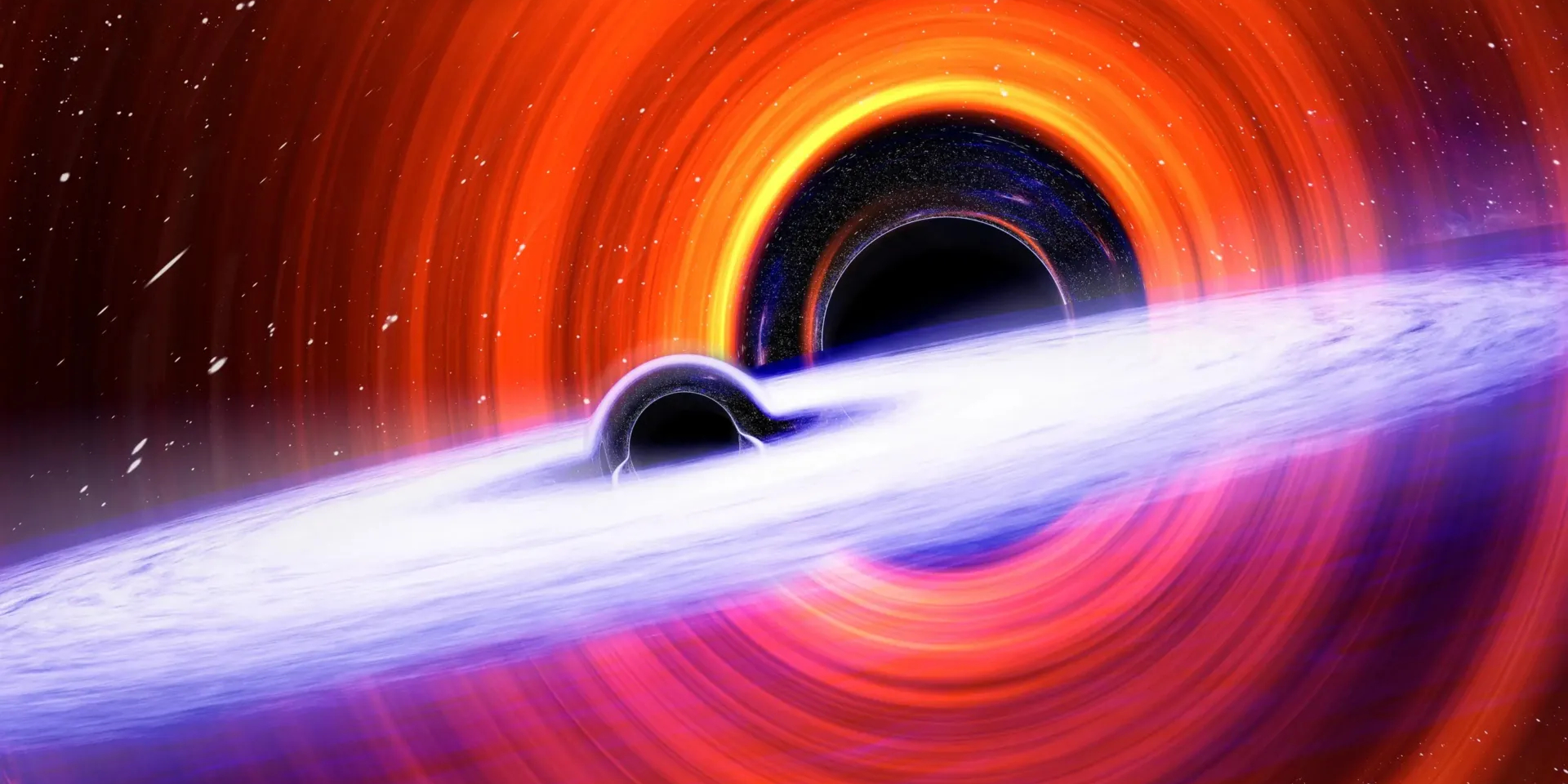 Ілюстрація злиття подвійної чорної діри (Фото: Carl Knox/Laser Interferometer Gravitational-Wave Observatory)