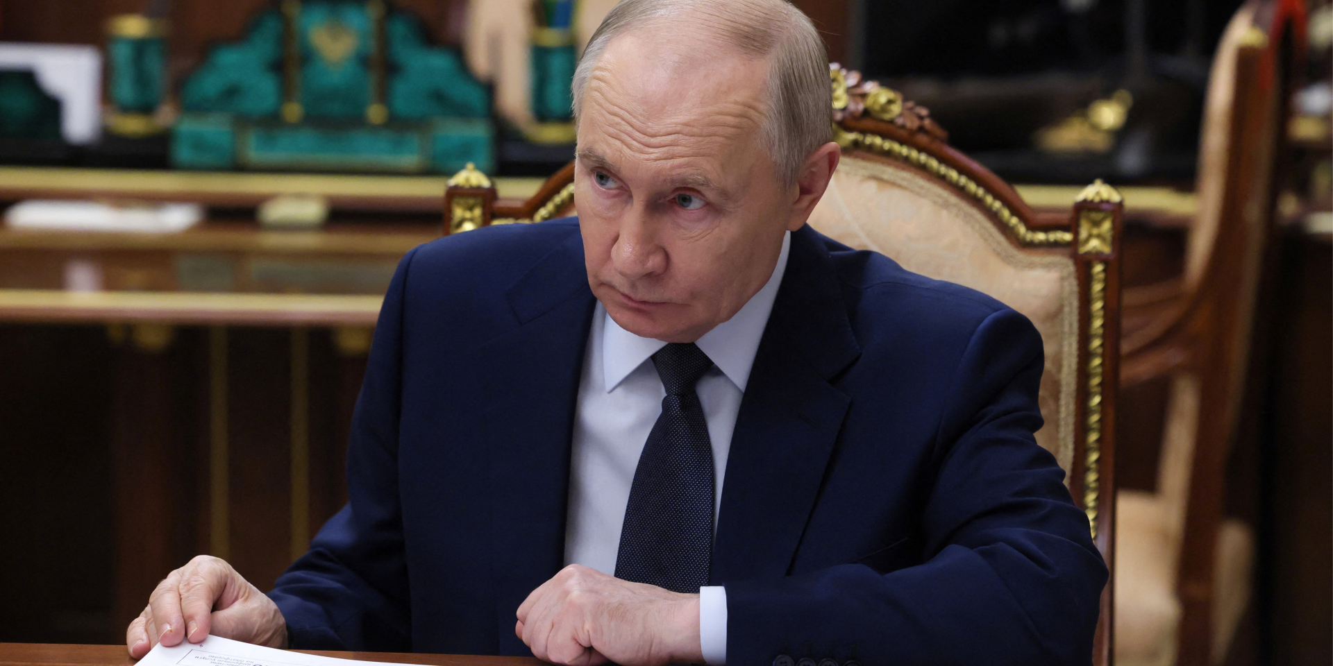 Диктатор Володимир Путін у&nbsp;Кремлі, 7 липня 2026 року (Фото: Sputnik/Gavriil Grigorov/Pool via REUTERS)