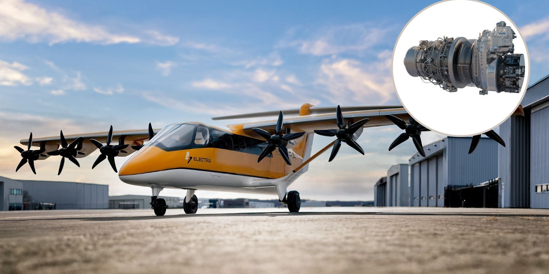 Гібридно-електричний літак EL9 Ultra Short та турбогенератор TG600 (Фото: Electra)