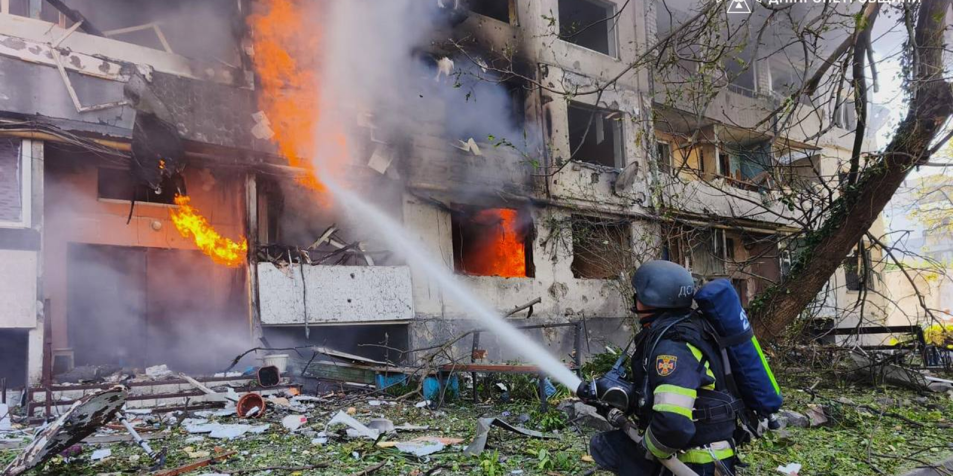 Fire in Pavlohrad following a bomb attack on July 20, 2026 (Photo: State Emergency Service Administration in Dnipropetrovsk Oblast)