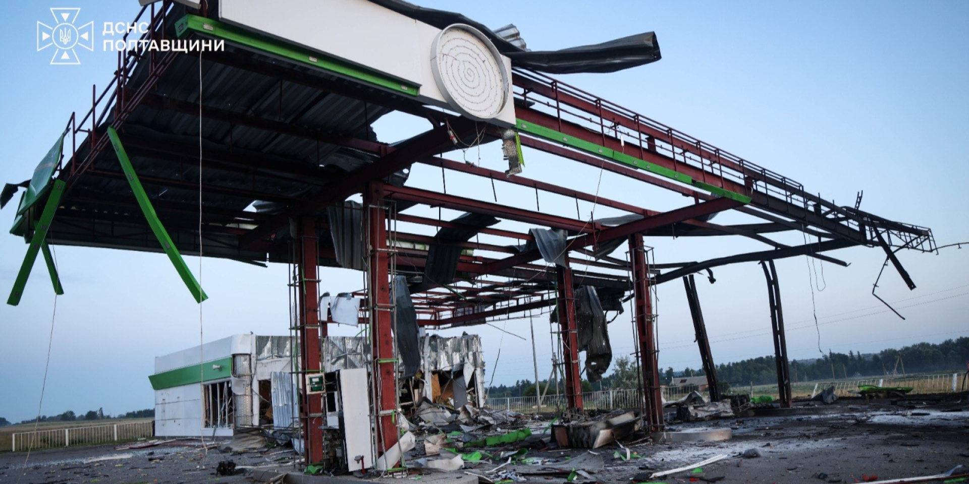 In Poltava Oblast, drones attacked 4 gas stations overnight on July 25, 2026 (Photo: Department of the State Emergency Service in Poltava Oblast)