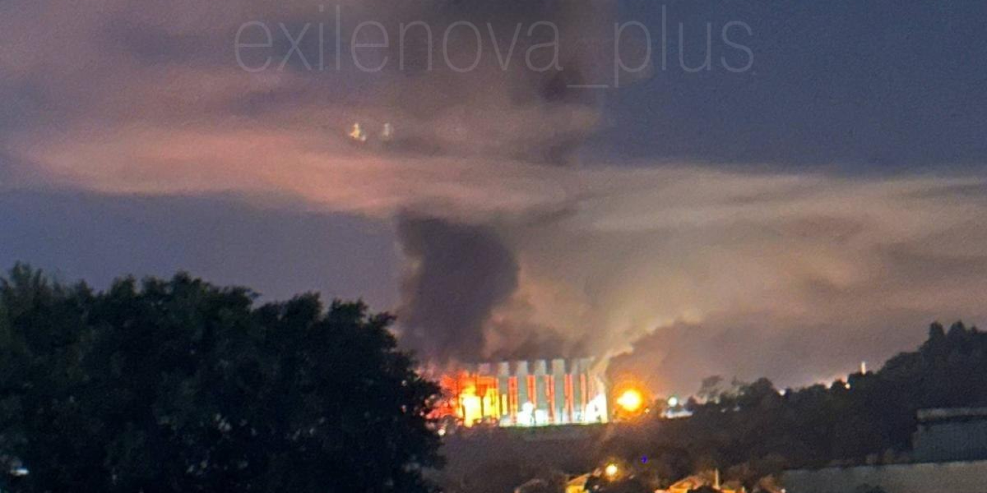 Пожар в Белгороде в ночь на 3 августа (Фото: Exilenova+/Telegram)