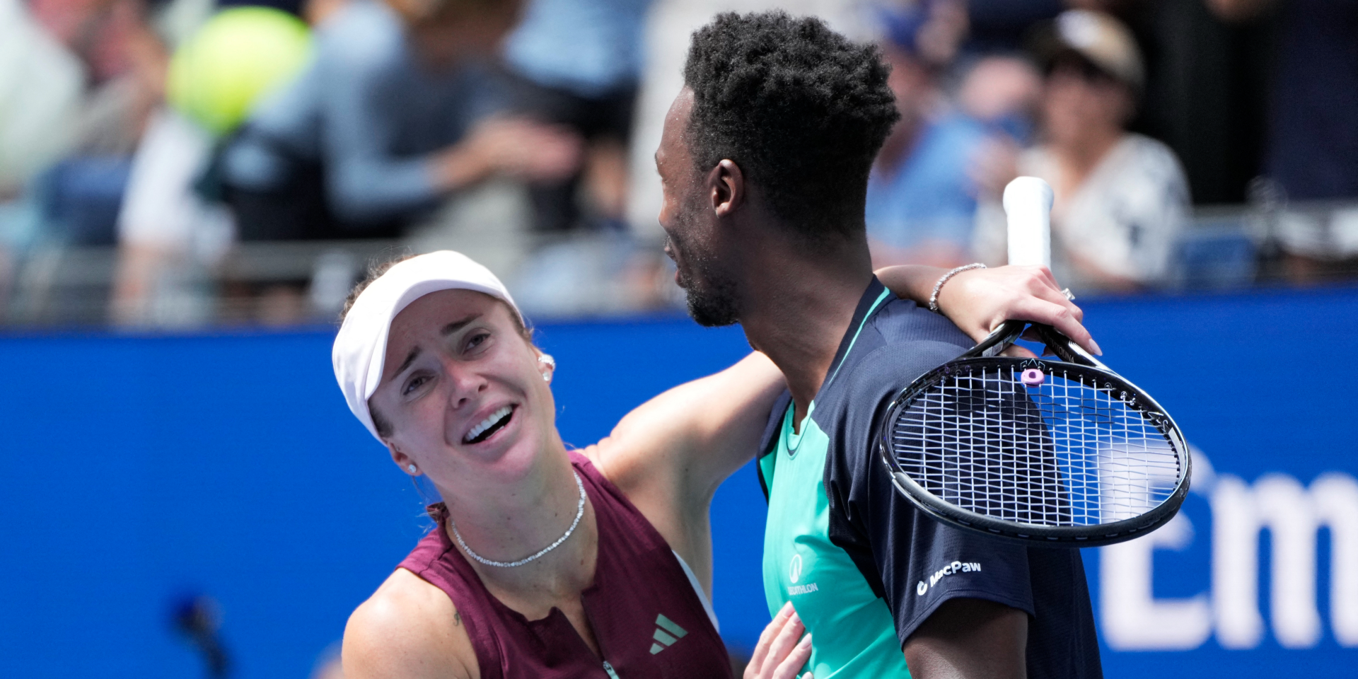Элина Свитолина и Гаэль Монфис выступают в смешанном разряде на US Open (Фото: REUTERS/Eduardo Munoz)