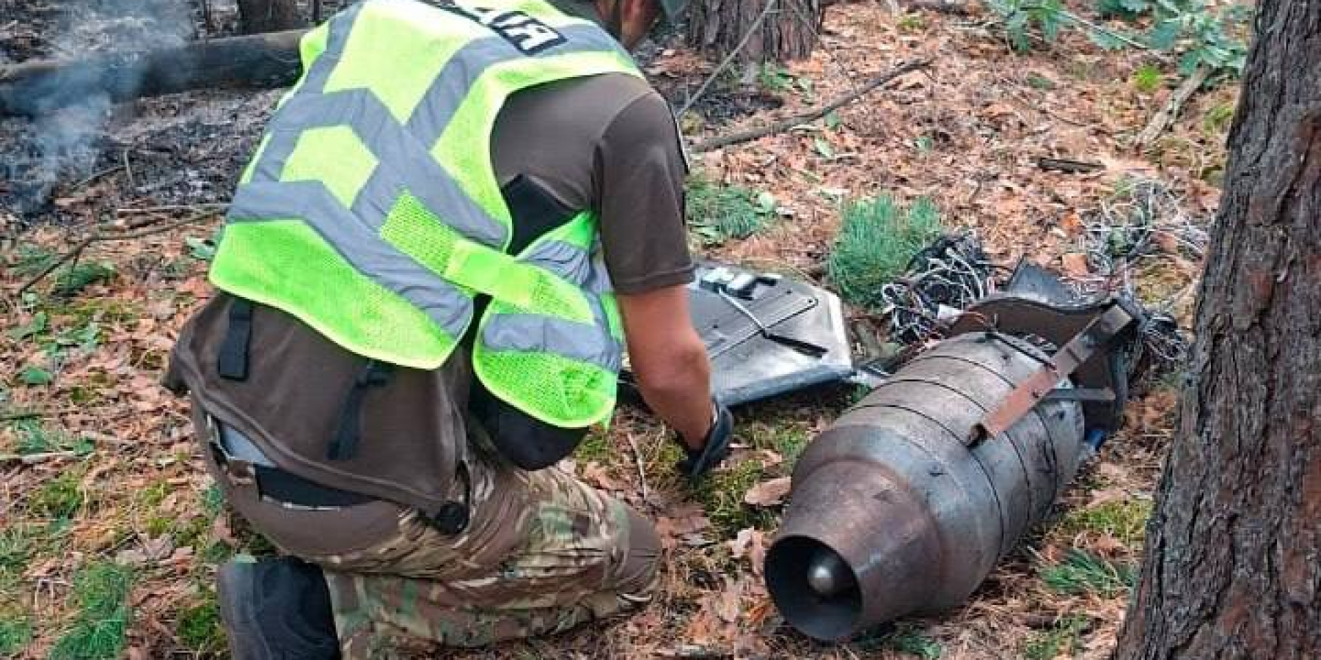 The debris of Russian drone eliminated in Kyiv's Holosiivskyi district (Photo: National Police)