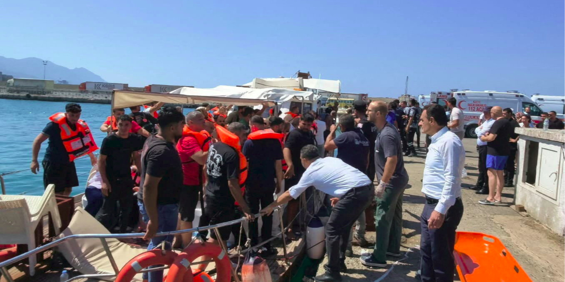 People rescued from a ferry that capsized off the coast of Cyprus, Aug. 30, 2026 (Photo: REUTERS)