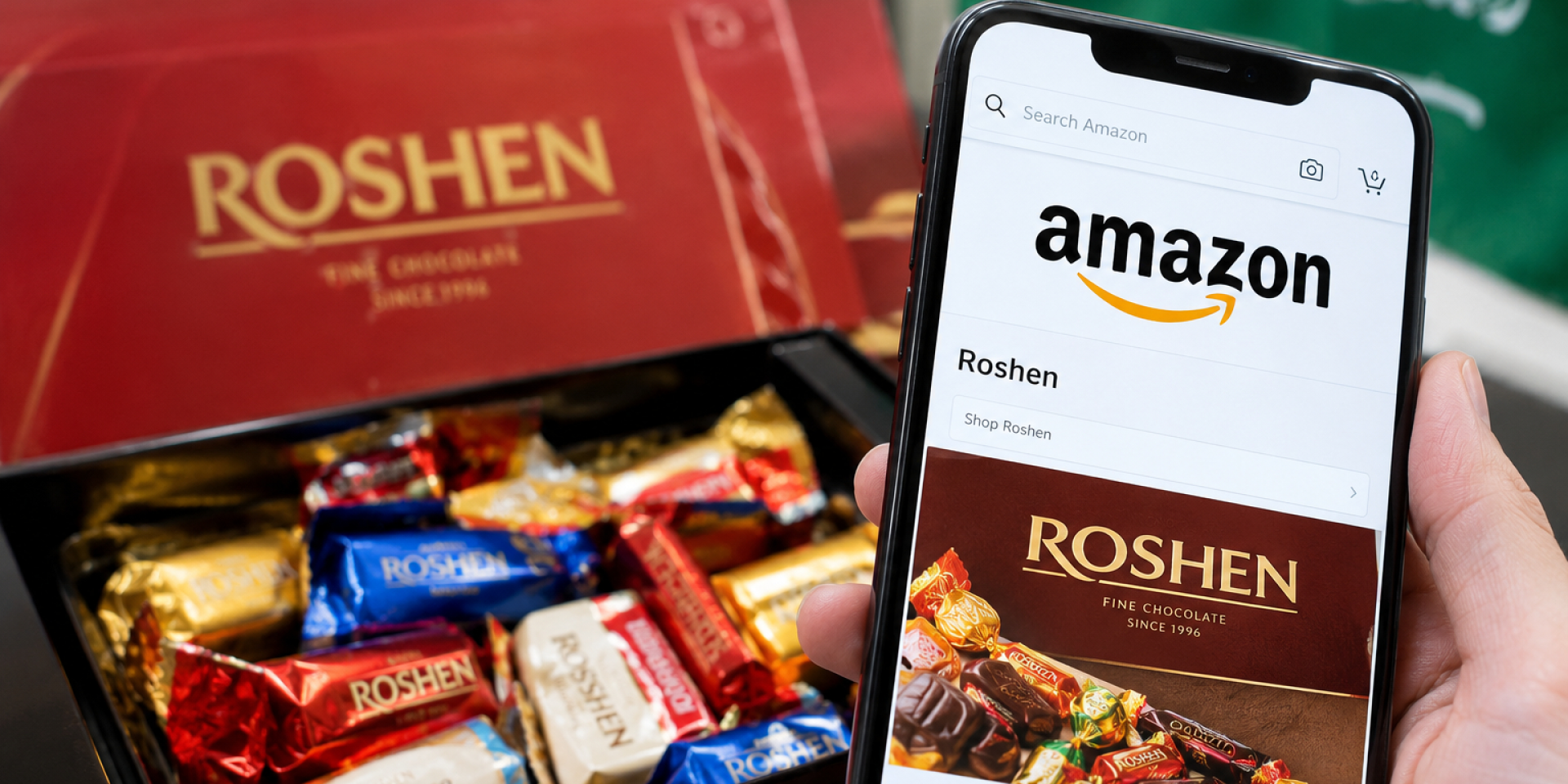 Roshen начал сотрудничать с Amazon (Фото: NV Food via Chat GPT All)