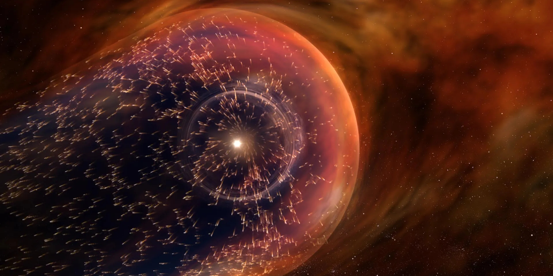 Концептуальная иллюстрация, изображающая гелиосферу (Фото: NASA’s Goddard Space Flight Center Conceptual Image Lab)
