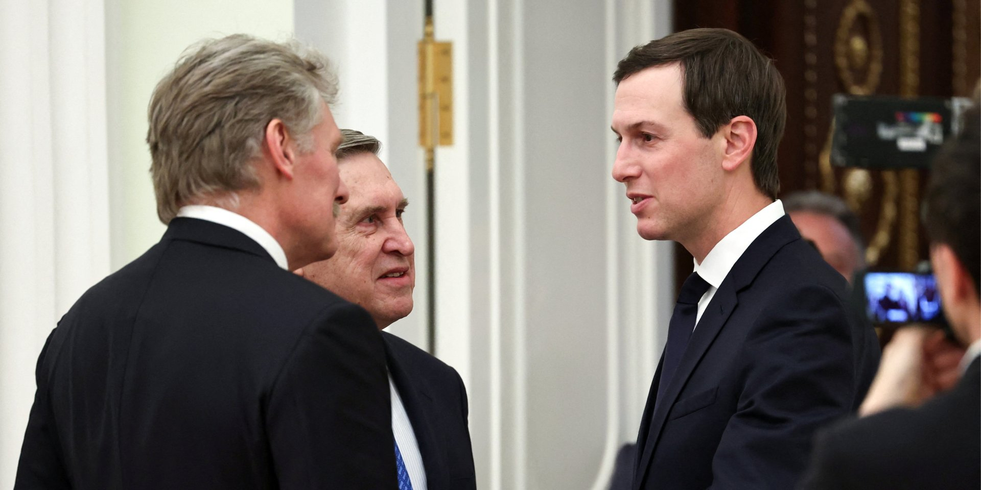 U.S. President's son-in-law Jared Kushner, Russian dictator's advisor Yuri Ushakov and spokesman Dmitry Peskov in Moscow, January 22, 2026 (Photo: Sputnik/Alexander Kazakov/Pool via REUTERS)