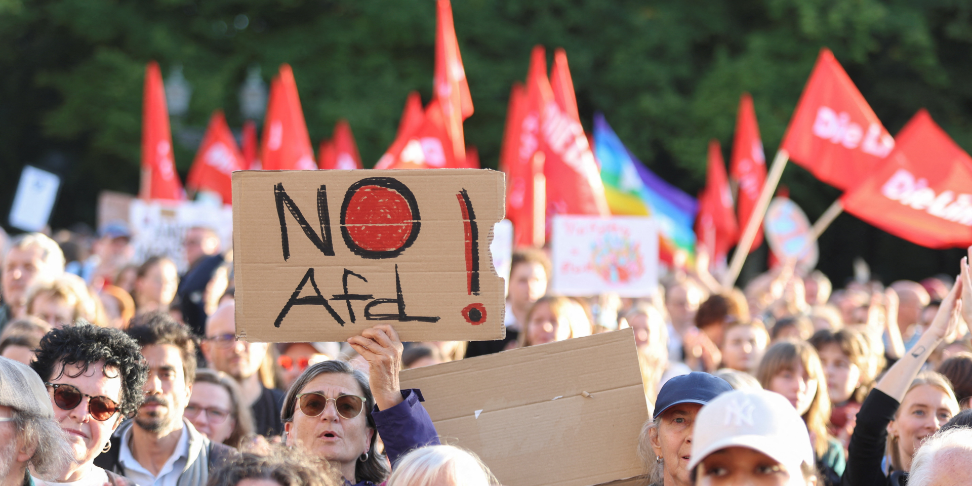 People protested in Berlin against the AfD's election victory (Photo: REUTERS/Maryam Majd)