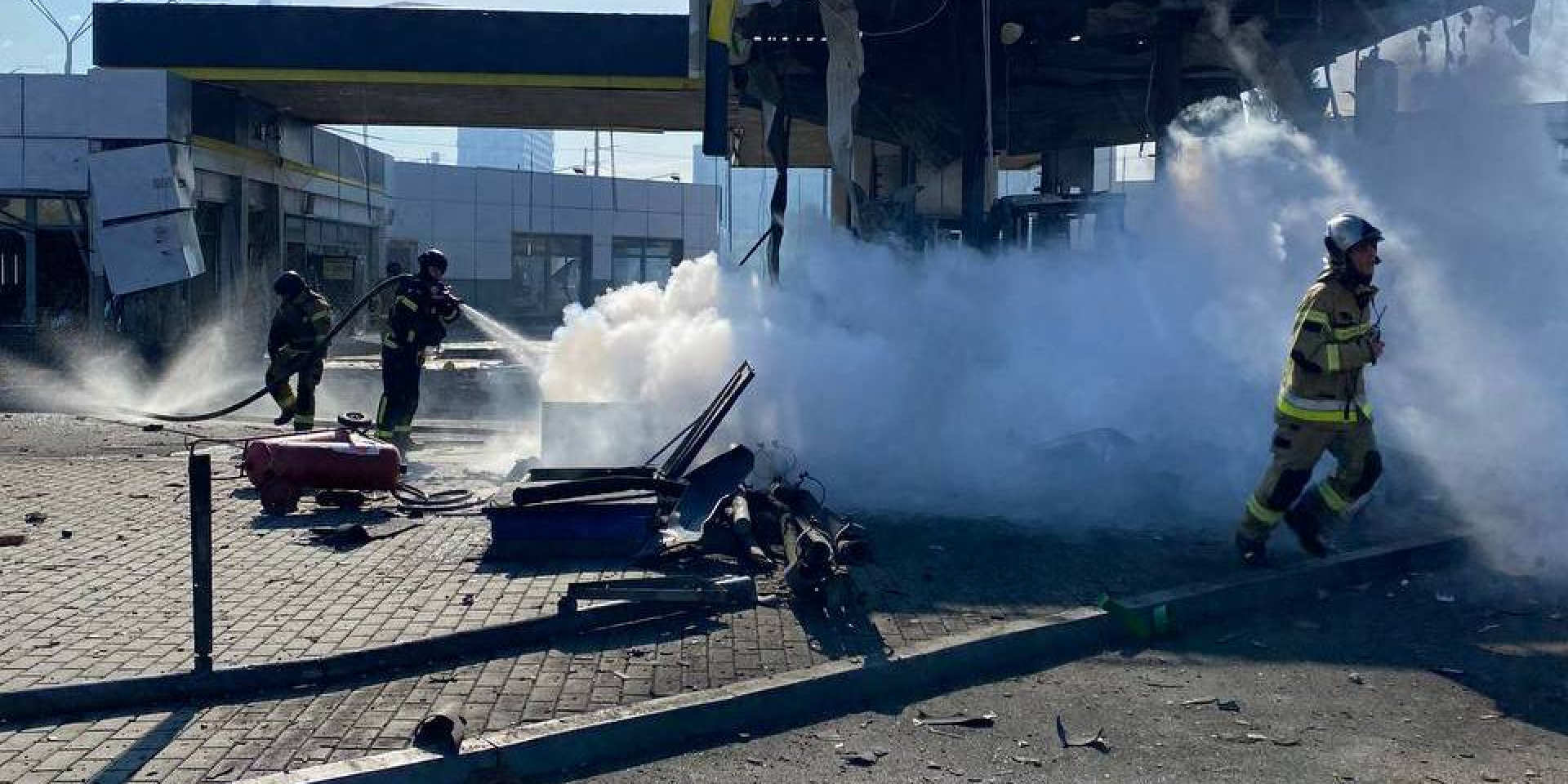 The remains of a Kyiv gas station after a targeted Russian airstrike, September 11, 2026 (Photo: Kyiv State Emergency Service / Telegram)