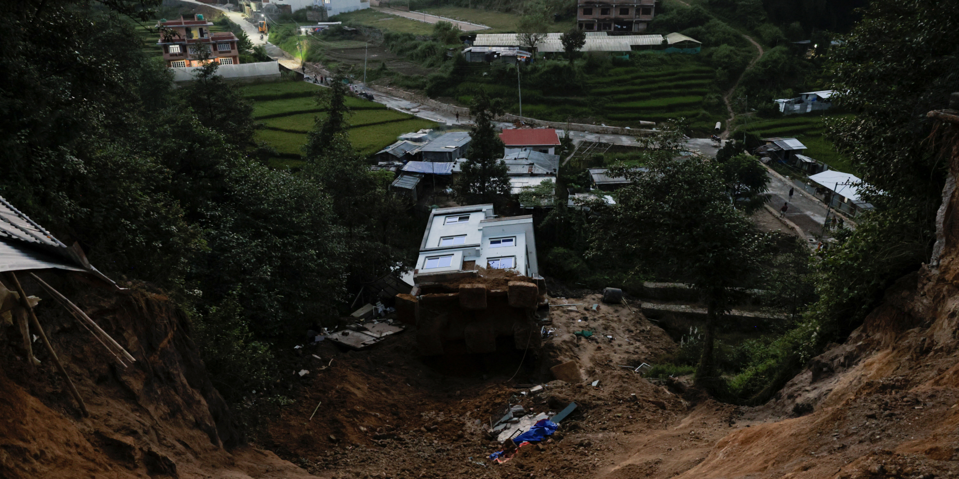 In Nepal, a mountain collapsed into a river due to bad weather. (Photo: REUTERS/Navesh Chitrakar)