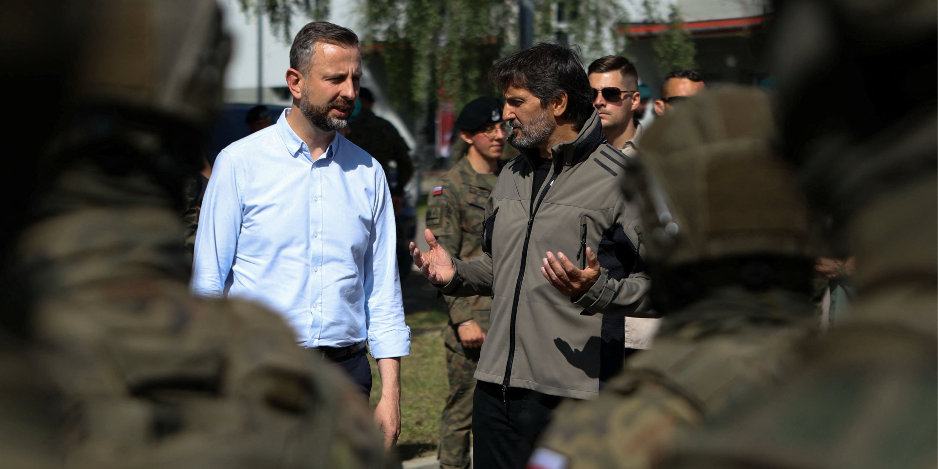 Władysław Kosiniak-Kamysz and Robert Kaliňák (right) at the Nowa Dęba training ground ahead of the International Defence Industry Exhibition in Poland on Sept. 7, 2026. (Photo: REUTERS/Kacper Pempel)
