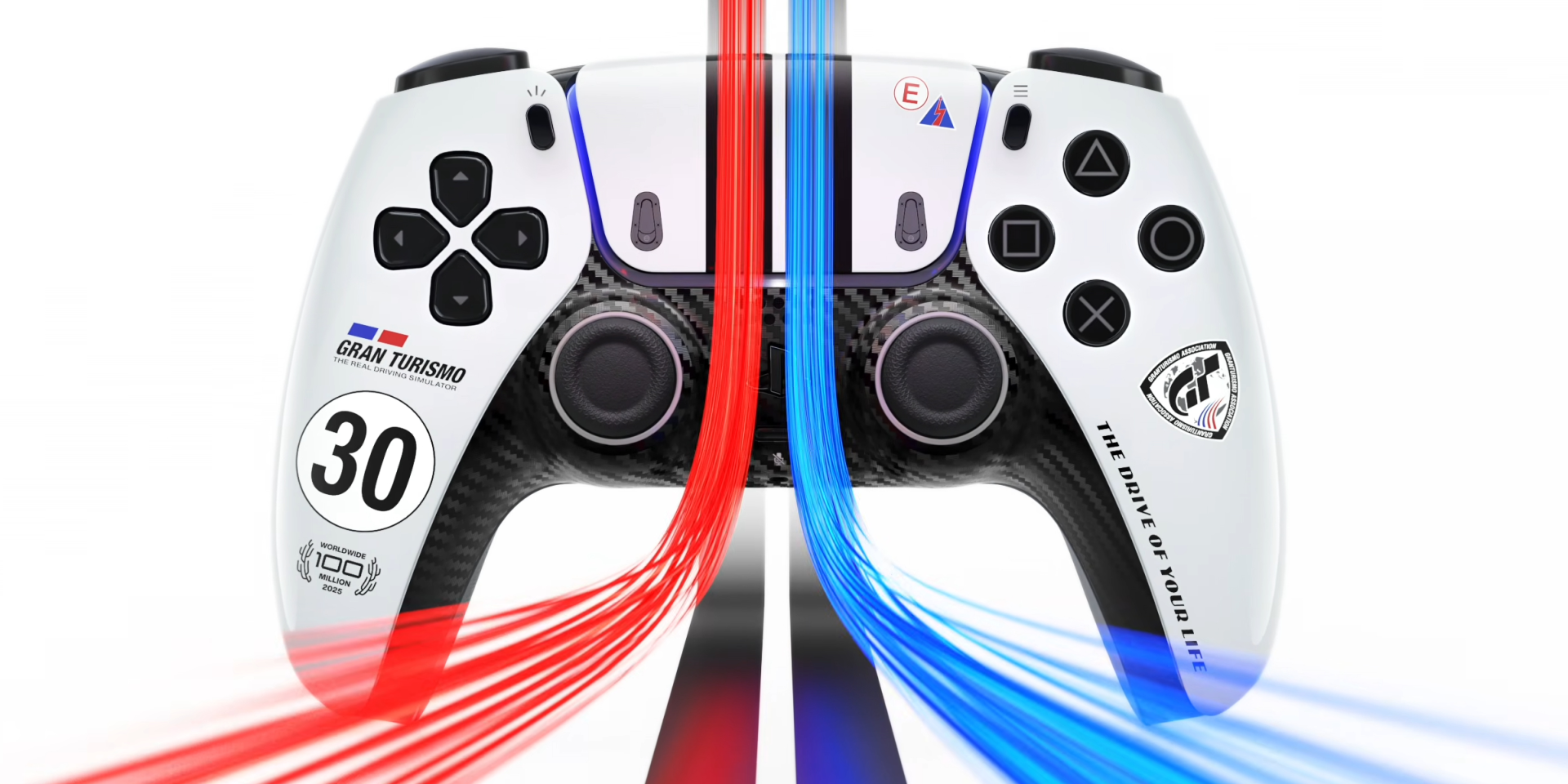 DualSense для Gran Turismo — лимитированный геймпад к 30-летию франшизы (Фото: PlayStation/YouTube)