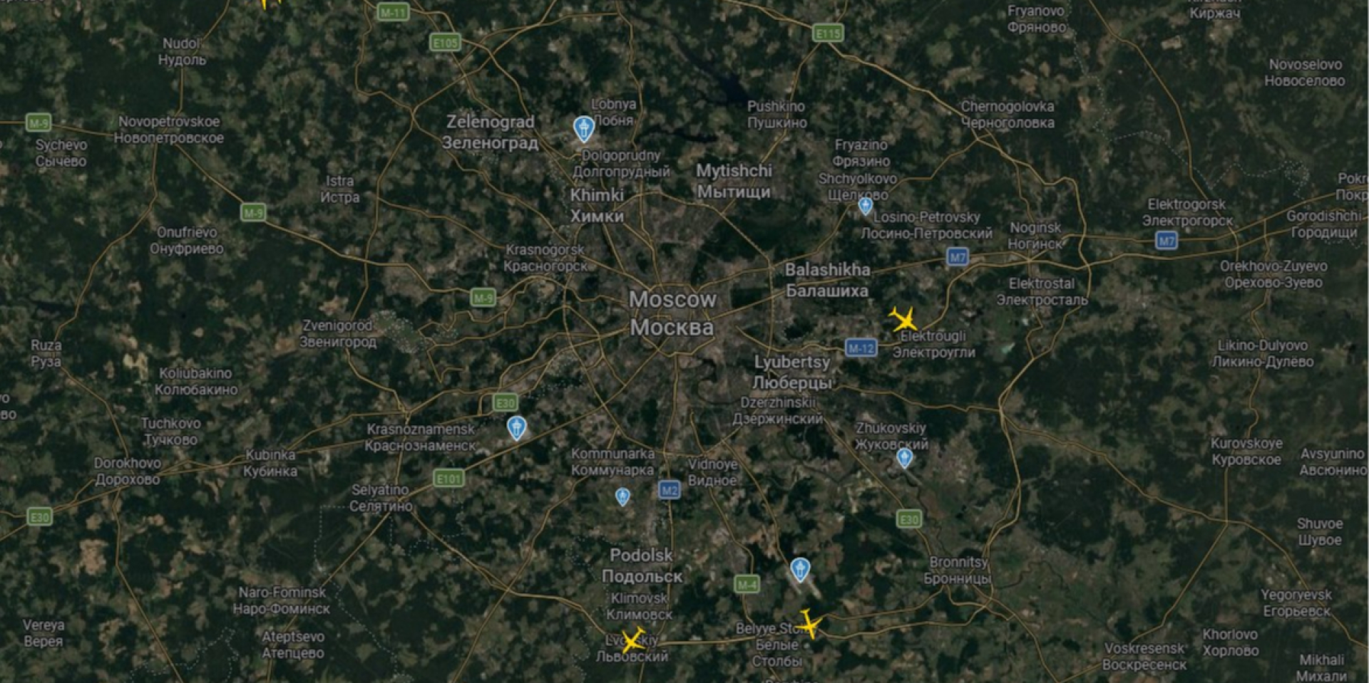 The sky over Moscow without airplanes on October 16, 2026 (Photo: Exilenova+)