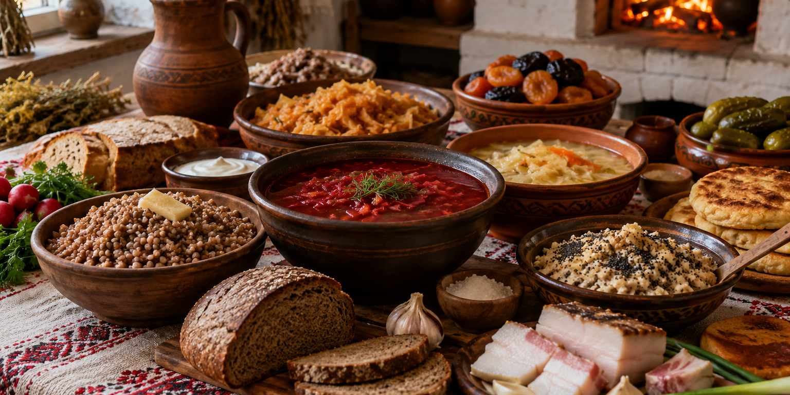 Які продукти були основними на столі українців 300 років тому (Фото: NV Food via Chat GPT All)
