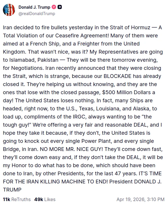 Donald J. Trump via Truth Social