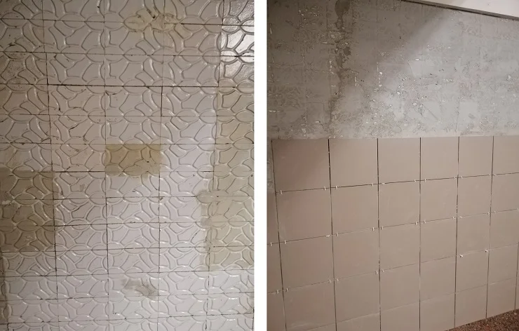 Ліворуч – оригінальна плитка на станції метро Контрактова площа, праворуч – нова (Фото: Клим Братковський / Facebook)