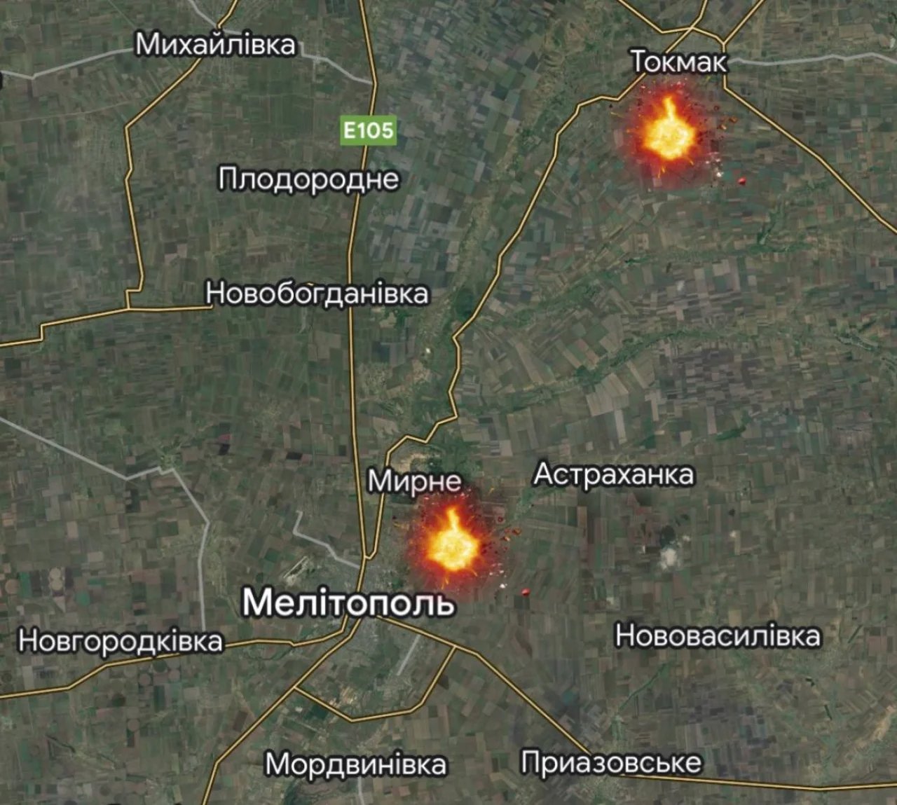 Blasts rock occupied Myrne, Tokmak in Zaporizhzhya Oblast, Melitopol