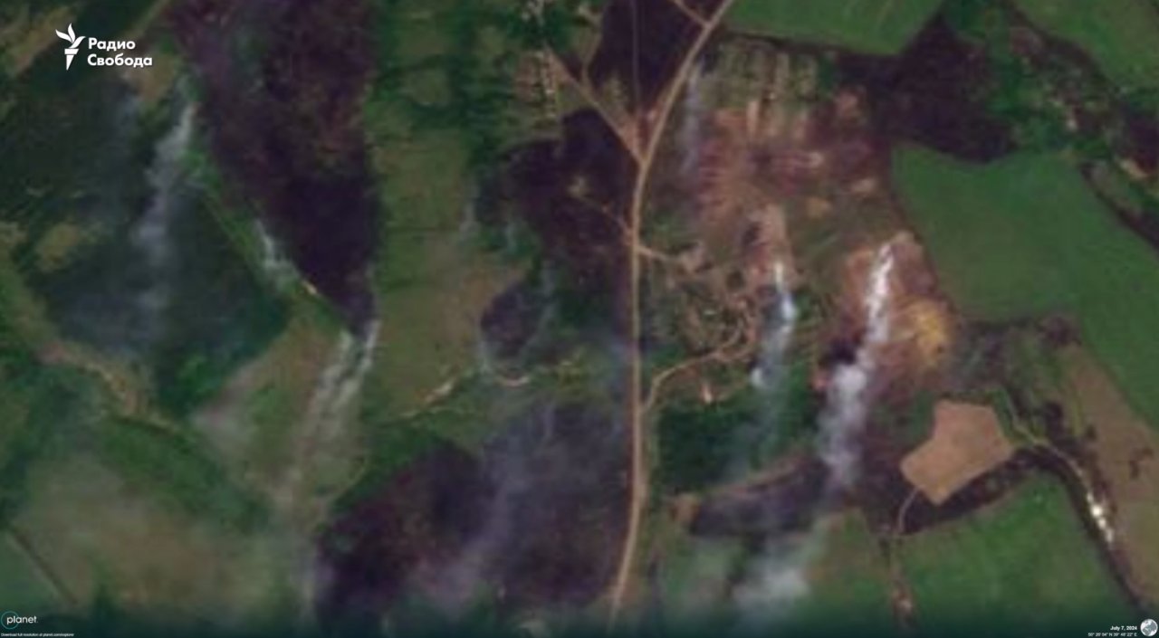 Склад боєприпасів армії РФ у Воронезькій області після атаки 7 липня (Фото: Кадр з відео/Радио Свобода/Telegram)