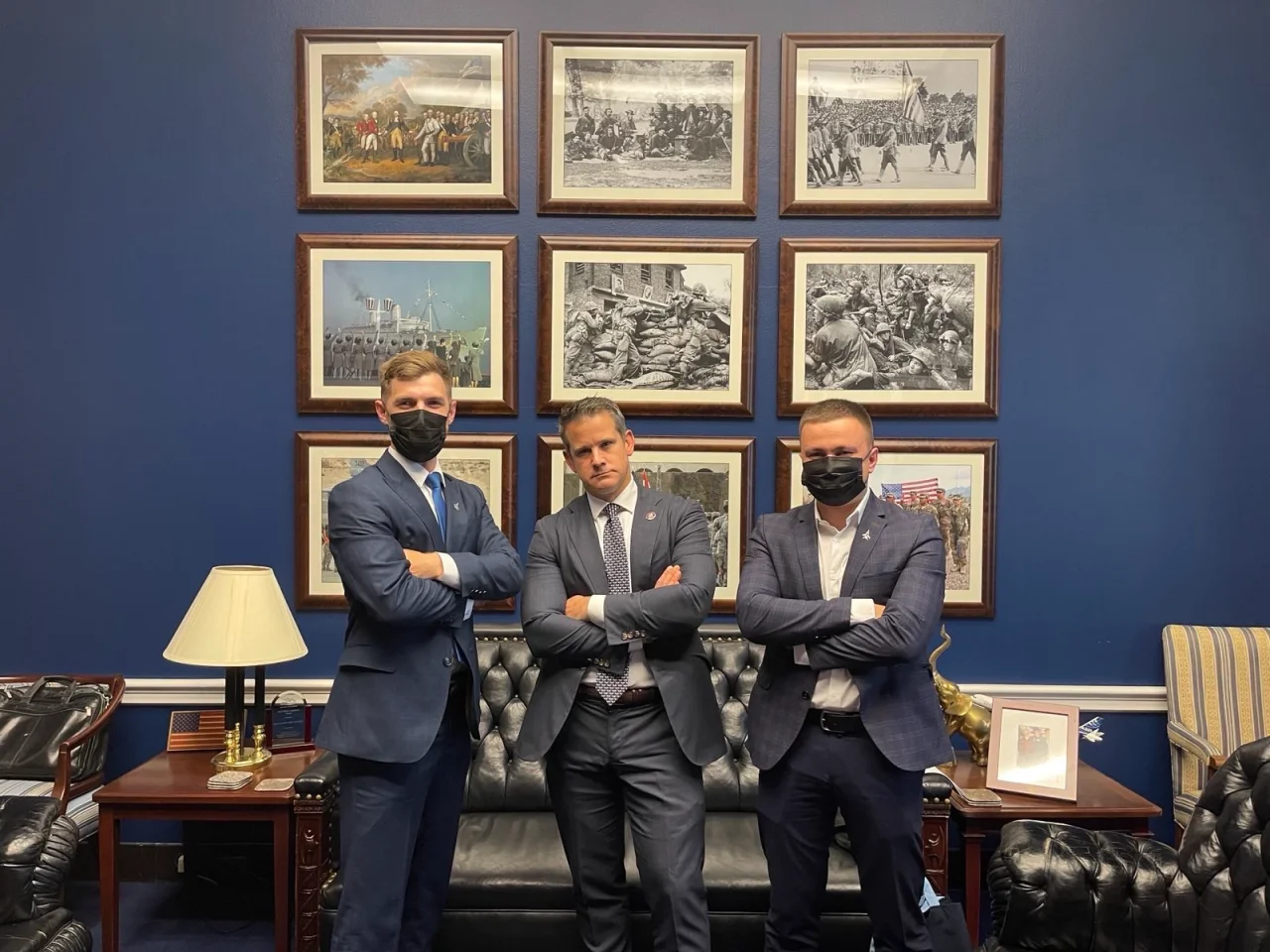 Андрей Пильщиков и Алексей Месь с членом Палаты представителей США, подполковником ВВС Нацгвардии Адамом Кинзингером (Фото: Adam Kinzinger (Slava Ukraini) / X)