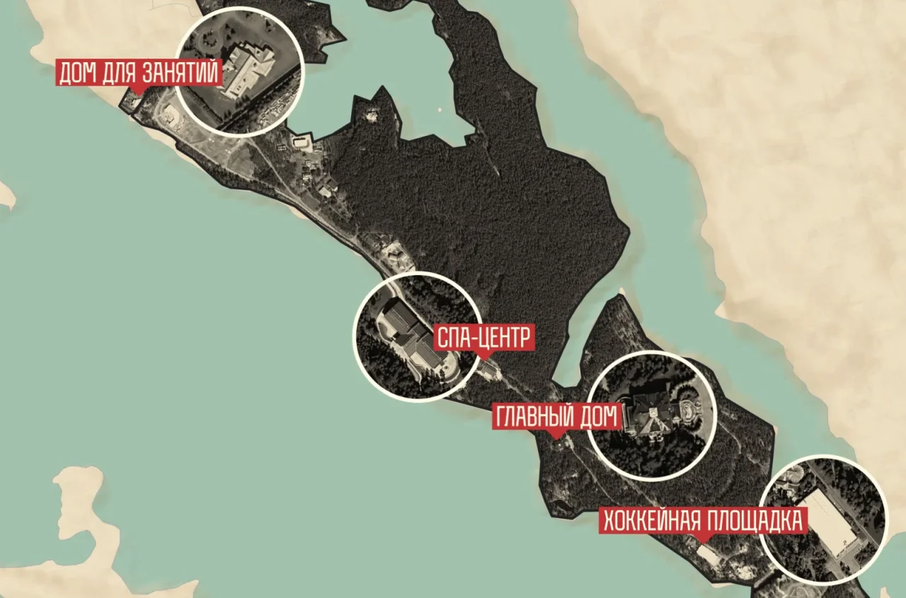 Карта резиденції Путіна на Валдаї (Фото: dossier.center)