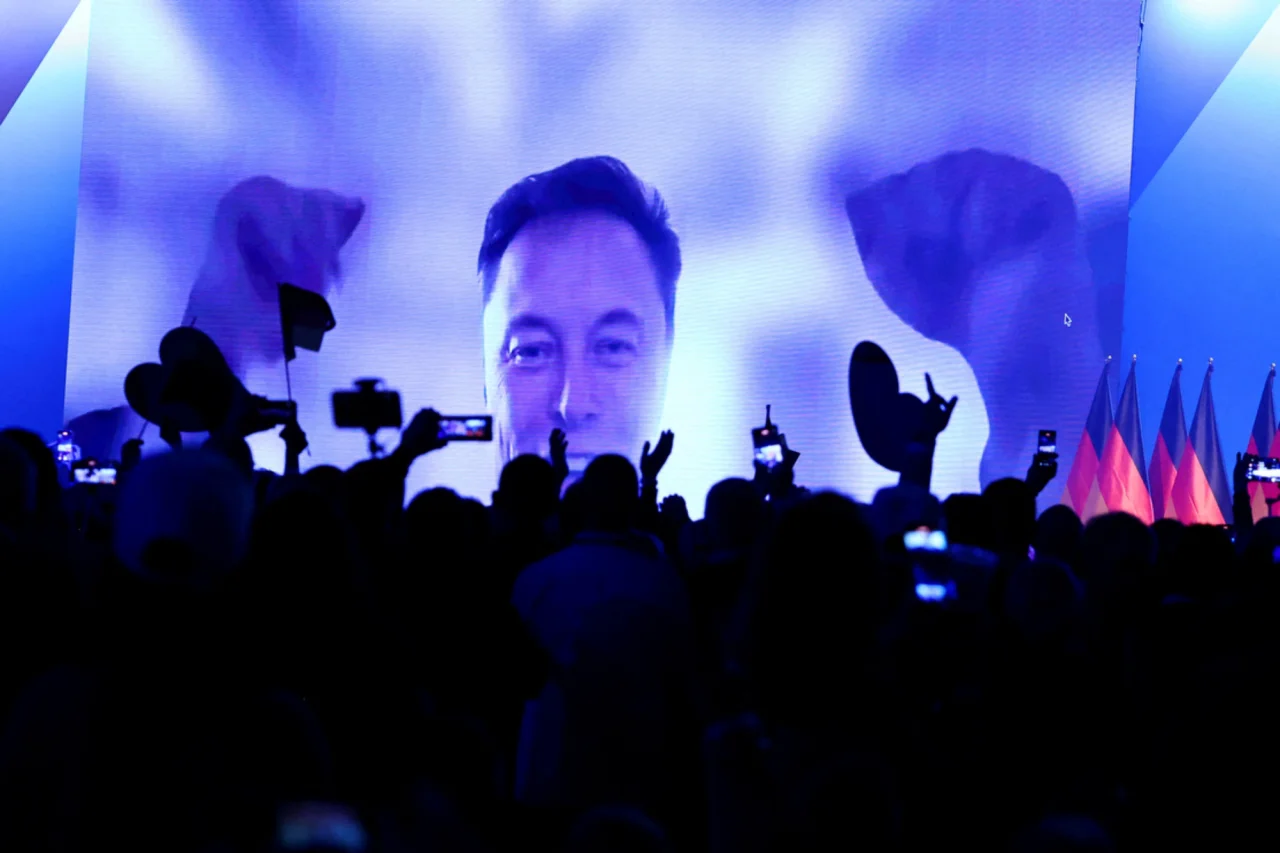 SpaceX CEO Elon Musk speaks on-screen during a central election campaign event of the AfD in Halle (Saale), Germany, Jan. 25, 2025. (Фото: REUTERS/Karina Hessland)