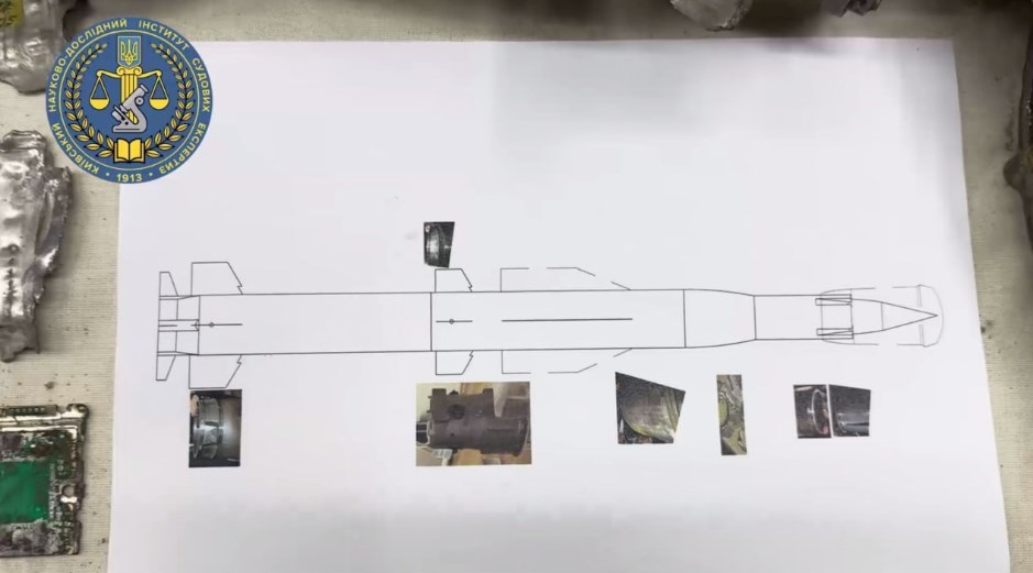 Схема ракети 3М22 Циркон та її уламки (Фото: КНДІСЕ)