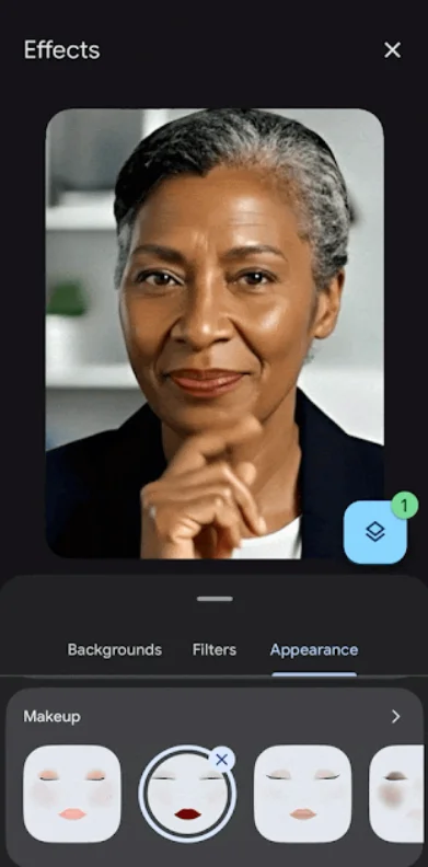 Макияж в мобильной версии Meet (Фото: скриншот NV)
