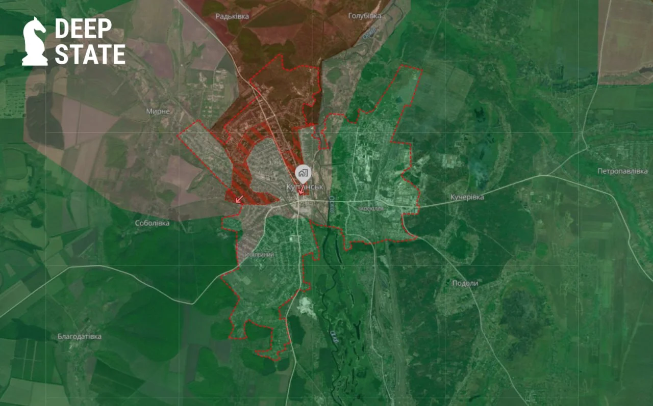 Ситуация в Купянске по состоянию на 20 октября 2025 (Фото: DeepState/Telegram)