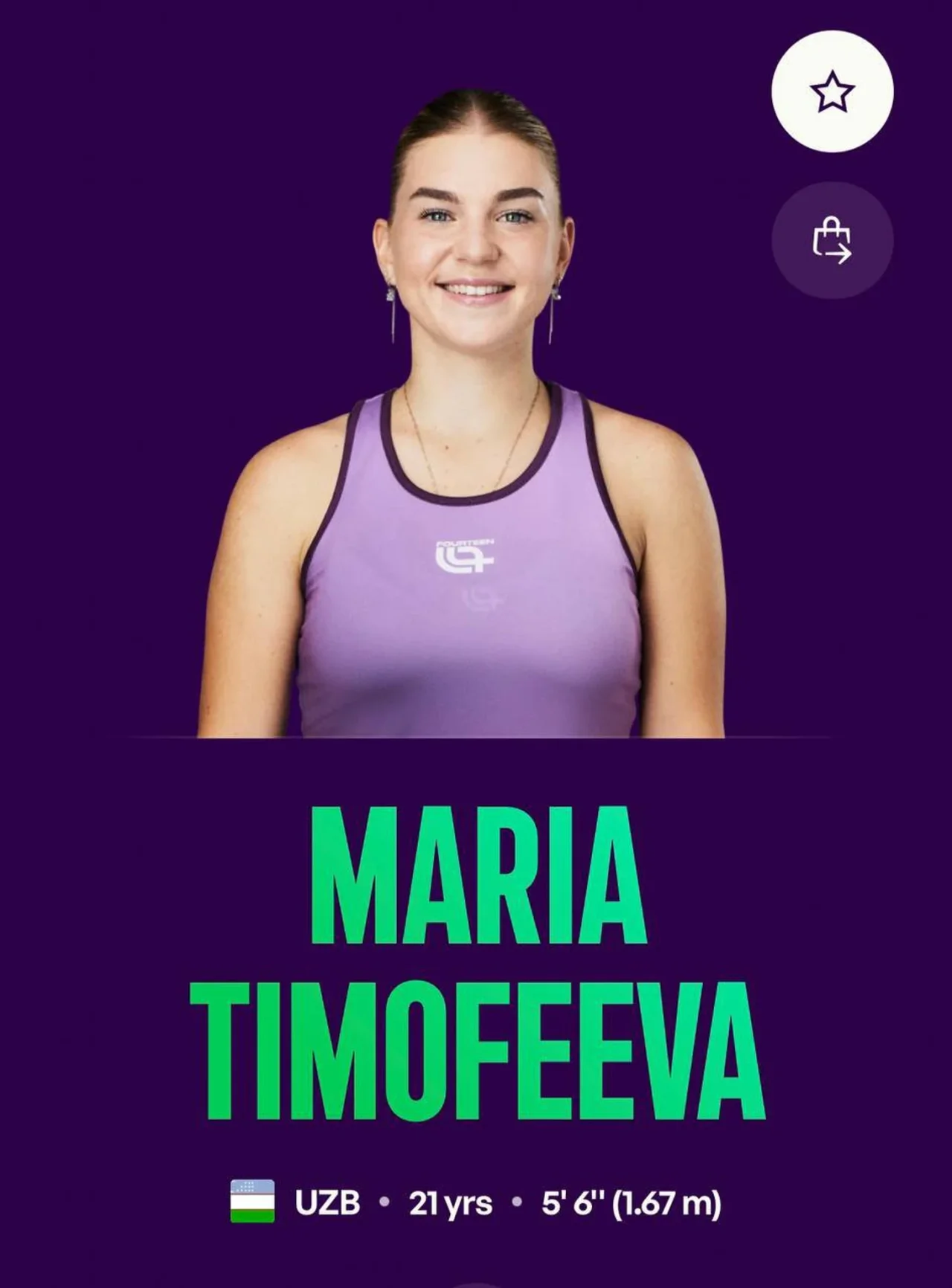 Профіль Тимофєєвої на сайті WTA (Фото: WTA)