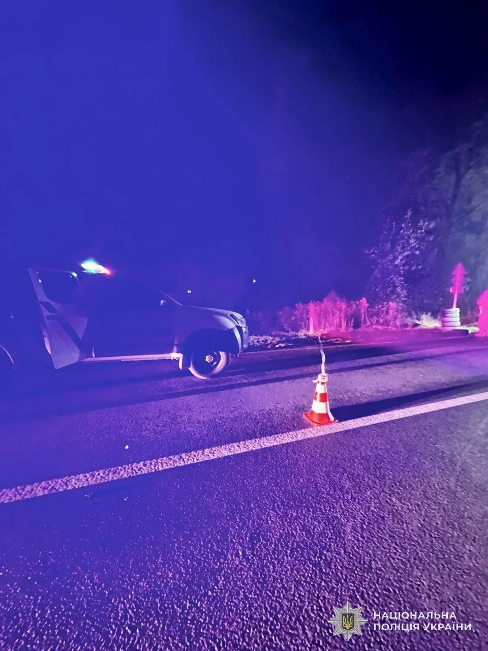 Автомобиль у места подрыва гранаты в Самборском районе Львовской области (Фото: Поліція Львівської області via Facebook)