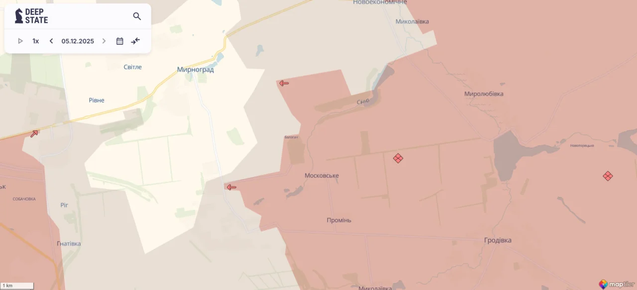 Фрагмент карты DeepState